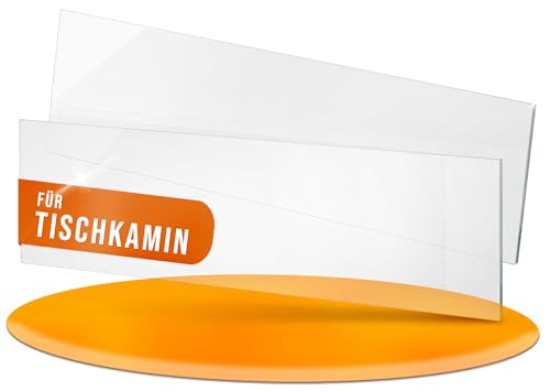 flammtal - Ersatzglas für Bioethanol Tischkamin [2 Stück] - Feuerfeste Glasscheibe [30cm Breite / 11cm] - Kompatibel mit flammtal, Edelfeld Ethanol Tischkaminen - Hitzeresistentes Borosilikatglas
